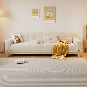 Sofá de Madera Maciza Estilo Japonés de Tres Plazas, Tapizado en Tela de Pana, Desmontable y Lavable, Moderno y Minimalista para Sala de Estar - Product Image 2
