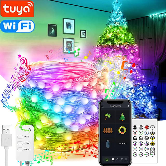 Dreamcolor String Light for Christmas Tree Decoration APP Control Music Sync LED Festoon Fairy Lamp Dew Garland Holiday Lighting