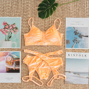 Haut de Sport en velours fluo Orange pour femmes, haut exotique <span class=keywords><strong>classique</strong></span>, vêtements de Sport pour dames, pantalon de Fitness taille basse, vêtements d'entraînement et de <span class=keywords><strong>danse</strong></span>, nouvelle collection - Product Image 4