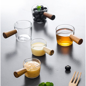Mini cacerola de vidrio de borosilicato con mango de madera, 40ml 100ml, para salsas, leche, café - Product Image 5