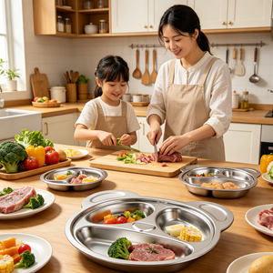 ถาดเสิร์ฟอาหารสแตนเลส FLEY สำหรับเด็ก พร้อมช่องแบ่งอาหาร 3 ช่องแยกอิสระ - Product Image 2