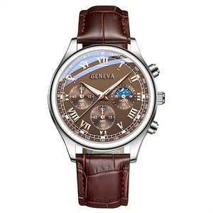 Montre à quartz pour homme Chaoqiao, chronographe analogique, phase de lune, bracelet en cuir, boucle en acier inoxydable de 8 mm, PD716 - Product Image 5