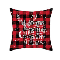 Nouvelle Housse de Coussin en Tissu Peau de Pêche à Carreaux Rouges pour Noël, Décoration de Canapé, Housse de Coussin Douce pour Bureau, Housse de Coussin de Noël pour la Maison