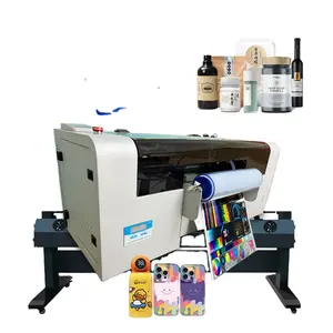 12 inch all in one AB film automatic A3 A4 UV flatbed varnish sticker printer for bottle glass wood metal sticker from Doyan