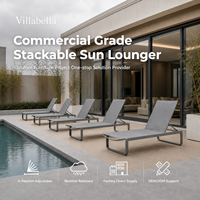 Chaise longue empilable moderne en aluminium pour l'extérieur, mobilier de piscine avec tissu respirant pour hôtel, plage, complexe hôtelier