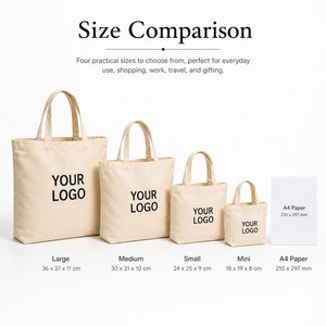 Custom Logo Reusable <b>Canvas</b> <b>Tote</b> Bags Multi Size Durable Cotton Shopping Bags For Wholesale Branded Retail Promotion Gifts - Product Image 5