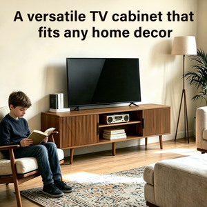 Mid Century Modern <b>TV</b> <b>Stand</b> 54.3 Inches With Open Shelves Entertainment Center Living Room Media Console - Product Image 3