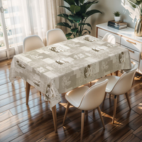 Nappe carrée élégante en PVC gris imprimé café RNPT, rouleaux de nappe en plastique essuyables pour dîner familial, décoration de la maison