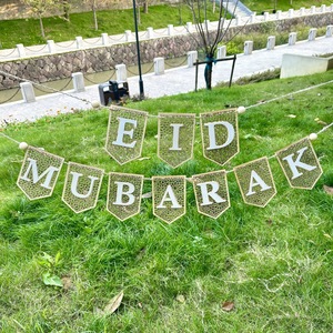 Eid Mubarak bandiera in legno ghirlanda luna <span class=keywords><strong>stella</strong></span> ornamenti islamici musulmani per la casa decorazione Ramadan Festival forniture per feste - Product Image 4