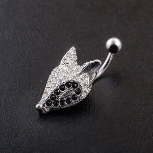 Anillos de Ombligo de Acero Inoxidable con Diseño de Cara de Zorro, Modernos y Sexys, Chapados en Platino con Circonita, para Regalo de Boda - Product Image 2