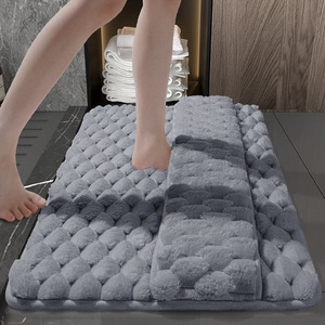 Tapis de bain en mousse à mémoire de forme épaissie 30 mm, absorbant, antidérapant, rectangulaire, couleur unie, en fibre de polyester - Product Image 3