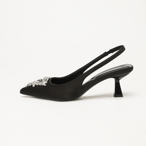 Escarpins en satin pour femme à bride arrière, à bout pointu, à <span class=keywords><strong>talon</strong></span> chaton, ornés de strass, élégants, pour mariage, mariée, soirée et cérémonie - Product Image 6