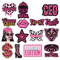 Nouvelle écusson thermocollant en feutre non tissé brodé rose vif, édition limitée, motif 'Cool Hot Girl CEO Dollar Month Naughty Girl', pour sacs et vêtements