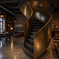 Escalier Courbé de Luxe pour Résidence de Designer avec Marches en Marbre Premium et Structure en Acier Sculpté