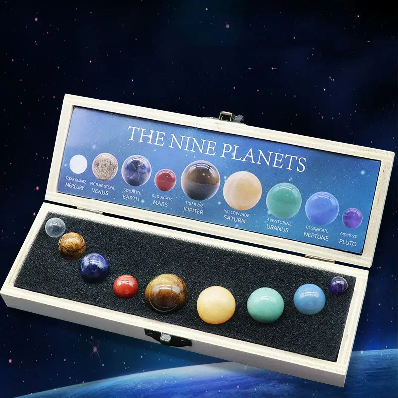 Sembilan planet permata batu planet dekorasi Model sistem surya buatan tangan ruang rumah kantor meja dekorasi hadiah kreatif