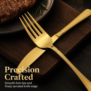Elegant Modern Stainless Steel Eco-Friendly <b>Flatware</b> <b>Set</b> with Mirror Polish for Wedding Party Sustainable Spoon Hotel Cutlery - Product Image 5