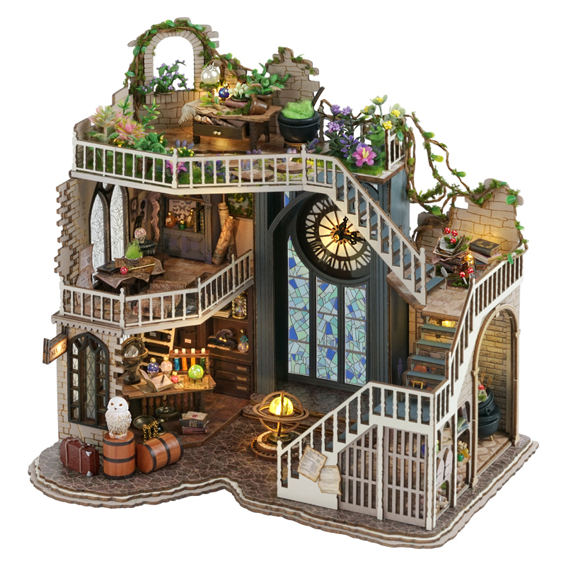 Cutebee Hot Selling 3d Houten Puzzel Magic House Miniatuur Model Poppenhuis Met Touch Licht Gebruikt Als Kerstcadeau