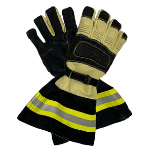 JNA GROUP Fire Fighting Safety <b>Gloves</b> Leather <b>12</b> <b>oz</b> 14 Inch Adjustable Wristlet Cuff Reflective Stripe Abrasion Resistant - Product Image 3