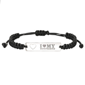 Custom Woven <b>Bracelet</b> Stainless Steel Tag Heart Engraving Personalized <b>Couple</b> Gift Valentine's Day Anniversary Unisex Jewelry - Product Image 5
