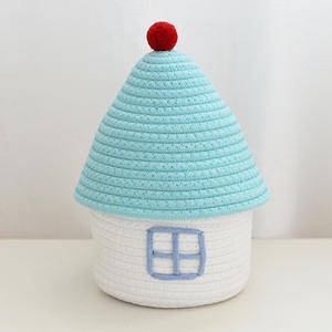 Cesta de almacenamiento multifuncional para decoración del hogar, bonita tela tejida de algodón creativa, sala de estar, dormitorio, cubierta para casa pequeña, uso versátil - Product Image 5