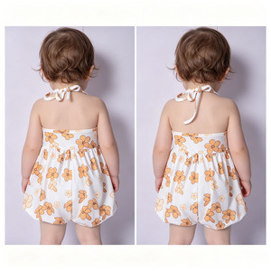 A26-1 Pelele de Verano para Bebés Niñas, 100% Algodón Tejido, Tirantes Ajustables, Cierre de Botones a Presión, Diseño Personalizable Estampado - Product Image 5