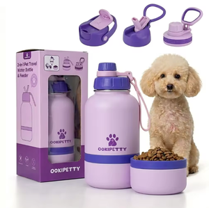 Botella de agua y comedero 2 en 1 para mascotas OOKIPETTY, tazón portátil de acero inoxidable para perros, para caminar y hacer senderismo al aire libre, 32 onzas. - Product Image 5