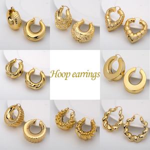Aretes de Aro Grandes, Clásicos, Geométricos, de Latón, Estilo Vintage, para Novia, de Lujo, Chapados en Oro de 14K, con Gancho - Product Image 4