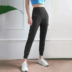 Sıcak satış çabuk gün streç kemer parça spor pantolon gevşek Fit spor kadın pantolon Jogger Yoga için