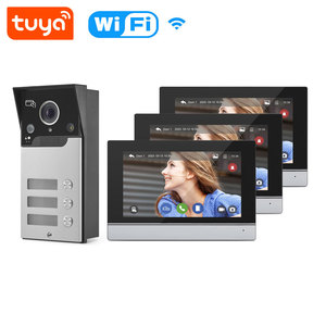 <span class=keywords><strong>Kit</strong></span> de vidéophone d'appartement étanche IP avec alimentation PoE, Wi-Fi intelligent Tuya, 3 boutons, prise en charge de la carte d'identité PST-IP-MSA3K - Product Image 1