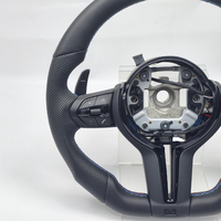 Volant en cuir à fond plat avec garniture chromée noire de qualité supérieure pour BMW E60 E61 E63