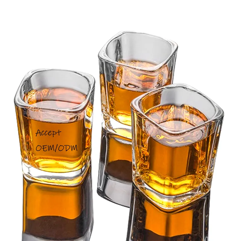 2.3oz 65ml shot glasses square cup Factory Direct beluga vodka shot glasses 3 oz tumbler hydro transfer printing shot glass