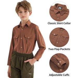Camisa de Vestir de Manga Larga para Niños, con Botones, Tela Oxford, Bolsillo en el Pecho, Corte Regular - Product Image 4