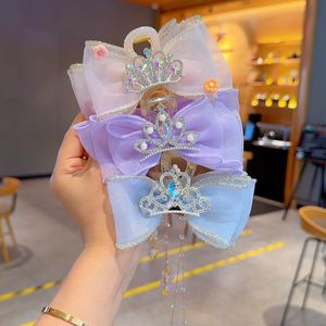 어린이를위한 절묘한 공주 소녀의 활 헤어 액세서리 크라운 나비 헤어 클립 사랑스러운 리본 클립 키즈 - Product Image 1