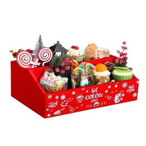 <b>Christmas</b> Wooden Snack Storage Box Rectangular Multi Functional Solid Wood With Compartments For Holiday Party Decoration - Product Image 5