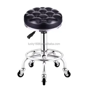 High quality PU leather high foot 360 degree swivel lift chair adjustable bar stool round
