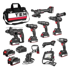 TEH Bor Cordless Battery Building Tools 20V Rechargeable Impact Wireless Drill Set Hammer Machine Combo Kit