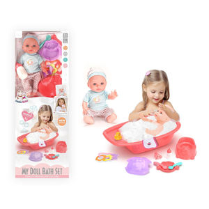 Ensemble de jouets de bain pour poupée en vinyle de 12 pouces avec accessoires d'alimentation, jeu d'imitation, apprentissage précoce, développement cognitif, cadeau pour enfants et parents - Product Image 2