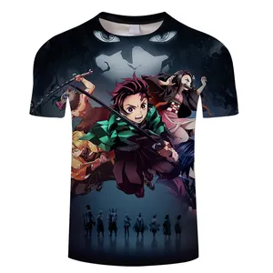 New Design Custom Pattern Anime T Shirt Polyester Cotton Sublimation Shirt Demon Slayer Clothing Tshirt