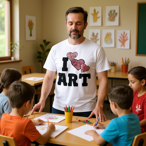 Camiseta I Love Art con diseño artístico divertido de corazones para profesores de arte - Product Image 3