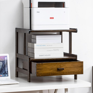 Support d'imprimante en bois massif, tour de rangement multifonctionnelle pour bureau avec tiroir et roulettes pour imprimantes et ordinateurs - Product Image 4