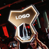 Présentoir à bouteilles LED avec logo personnalisé, support lumineux en acrylique pour vin, forme irrégulière, accessoire de service VIP pour boîte de nuit