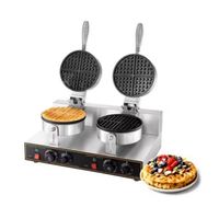 Gaufrier électrique double professionnel avec plaques antiadhésives en acier inoxydable, classe A écoénergétique, pour usage domestique et hôtelier