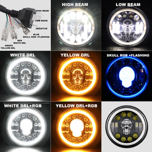 Para Jeep Wrangler Rubicon Jk Xj, piezas de luces de proyector Led, faros delanteros proyectados, luces de cabeza de calavera halógenas, lámparas Oem de 9 pulgadas y 7 pulgadas - Product Image 4