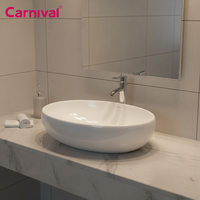 Sanitaire de forme ovale bonne qualité à bas prix comptoir en céramique lavabo évier table en porcelaine lavabo salle de bain