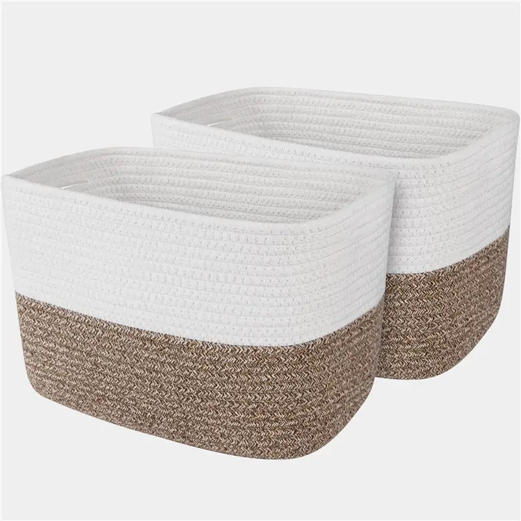 Cotton Rope Basket With Pew Handle Lining Oval Storage Personalized Rattan Round Shape Natural Nesting Medium Plastic Baskets