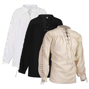 MDEC-012 de <span class=keywords><strong>chemise</strong></span> Renaissance gothique médiévale en <span class=keywords><strong>lin</strong></span> pour homme Halloween - Product Image 1