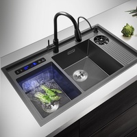 Évier de cuisine multifonctionnel à ultrasons en acier inoxydable 304 à double bac avec finition brossée pour usage domestique – Meilleure vente