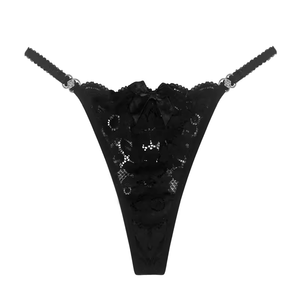 Women Lace <b>Thong</b> Panties Low-Rise <b>Seamless</b> Ultra-Thin Floral Pattern Sexy Style Knitted Underwear - Product Image 4