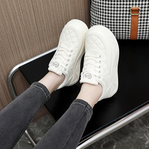 2026 Wholesale PU <b>Lace</b>-Up Anti-Slip Breathable Sporty Casual Shoes High Quality Low Cut Thick Soled <b>White</b> Women's Spring Summer - Product Image 4