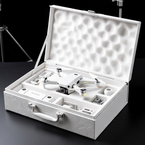 Customized Printed White Hard UAV I Mini UAV Gilding Flip case Portable I Foam Cutting Environmental protection Transport case